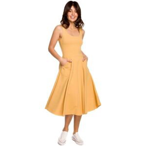 Bewear  Dámské midi šaty Zoltosteon B218 medová  Krátké šaty Žlutá