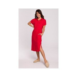 Bewear  Dámské midi šaty Thazron B222 červená  Krátké šaty Červená