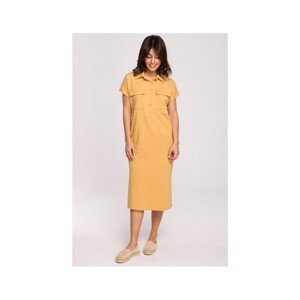 Bewear  Dámské midi šaty Thazron B222 medová  Krátké šaty Žlutá