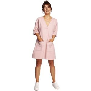Bewear  Dámské mini šaty Rabyang B233 pudrová růžová  Krátké šaty Růžová