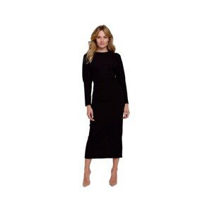 Makover  Dámské midi šaty Blanchevere K079 černá  Krátké šaty