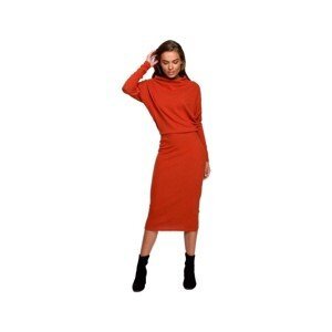 Stylove  Dámské midi šaty Essynte S245 cihlově červená  Krátké šaty