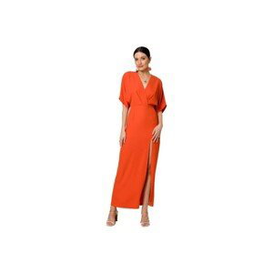 Makover  Dámské maxi šaty Argagune K163 korálová  Krátké šaty Oranžová