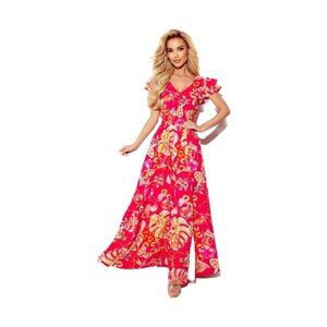 Numoco  Dámské květované šaty Lidia růžová  Krátké šaty
