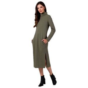 Bewear  Dámské svetrové šaty Kyres B274 khaki  Krátké šaty Zelená