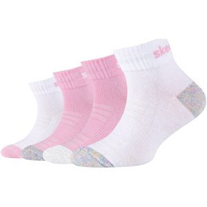 Skechers  4PPK Girls Mesh Ventilation Quarter Socks  Sportovní ponožky Růžová