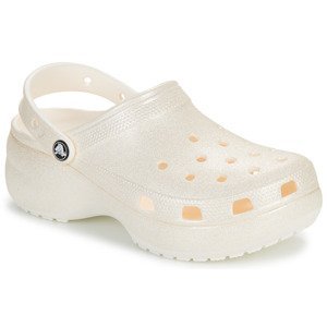 Crocs  Classic Platform Glitter ClogW  Pantofle Bílá