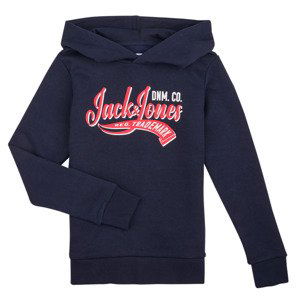 Jack & Jones  JJELOGO SWEAT HOOD 2 COL 24 SNJNR  Mikiny Dětské Tmavě modrá