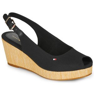 Tommy Hilfiger  ICONIC ELBA SLING BACK WEDGE  Sandály Černá