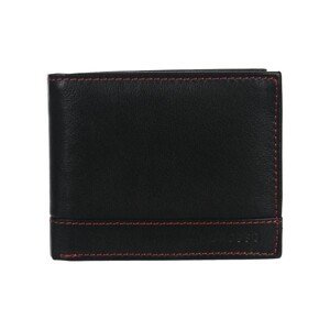Grosso  Kožená černá pánská peněženka s červenou nití v krabičce  Peněženky Černá