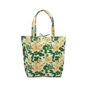 Patrizia Piu  Kožená dámská velká kabelka s motivem květů zelená  Kabelky Zelená