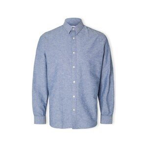 Selected  Noos Slimnew-linen Shirt L/S - Medium Blue Denim  Košile s dlouhymi rukáv Modrá