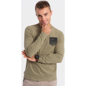 Ombre  Pánské tričko s dlouhým rukávem Gorre olivová  Trička s krátkým rukávem Zelená