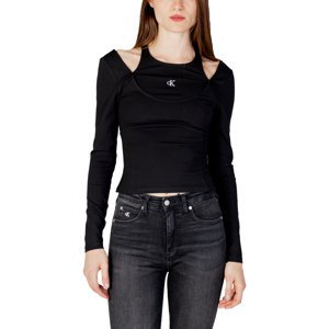 Calvin Klein Jeans  DOUBLE LAYER MILANO J20J221416  Trička s dlouhými rukávy Černá
