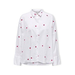 Only  New Lina Grace Shirt L/S - Bright White/Heart  Halenky Bílá