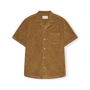 Revolution  Terry Cuban shirt S/S - Dark Khaki  Košile s dlouhymi rukáv Hnědá
