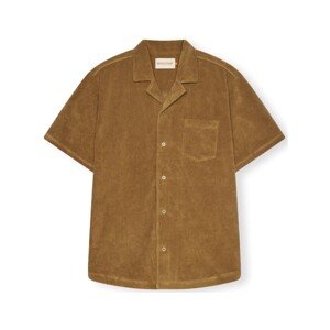 Revolution  Terry Cuban shirt S/S - Dark Khaki  Košile s dlouhymi rukáv Hnědá