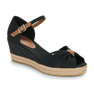 Tommy Hilfiger  BASIC OPEN TOE MID WEDGE  Espadrilky Černá