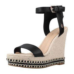 Tommy Hilfiger  ELEVATED SIGNATURE WEDGE  Sandály Černá