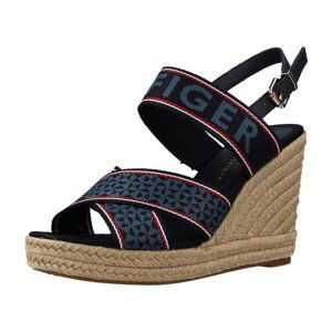 Tommy Hilfiger  WEBBING HIGH WEDGE  Sandály Modrá