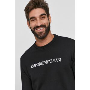 Mikina Emporio Armani pánská, černá barva, s potiskem, 8N1MR6 1JRIZ