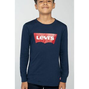 Dětské tričko s dlouhým rukávem Levi's tmavomodrá barva, s potiskem
