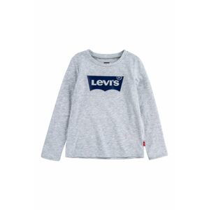 Dětské tričko s dlouhým rukávem Levi's šedá barva