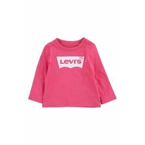 Dětské tričko s dlouhým rukávem Levi's růžová barva