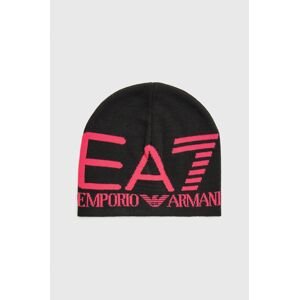 Čepice EA7 Emporio Armani růžová barva, z tenké pleteniny, bavlněná