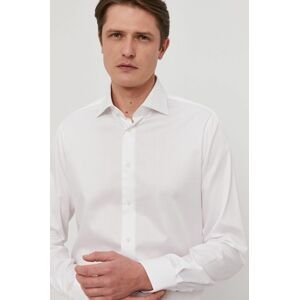 Bavlněné tričko Tommy Hilfiger Tailored pánské, bílá barva, regular, s italským límcem