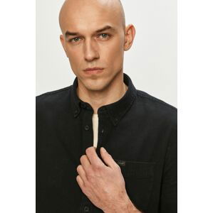 Džínová košile Lee pánská, černá barva, regular, s límečkem button-down