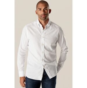 Bavlněné tričko Eton pánské, bílá barva, slim, s límečkem button-down