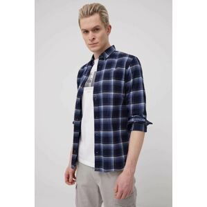 Bavlněné tričko Jack & Jones pánská, tmavomodrá barva, regular, s límečkem button-down