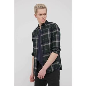 Bavlněné tričko Jack & Jones pánská, zelená barva, regular, s límečkem button-down