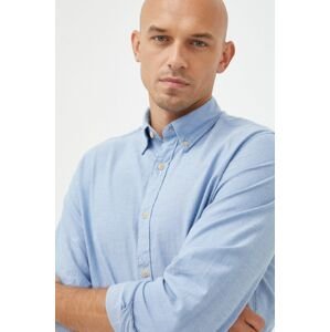 Bavlněné tričko Selected Homme fialová barva, slim, s límečkem button-down