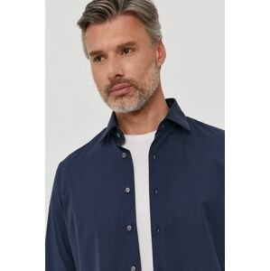 Bavlněné tričko Calvin Klein pánské, tmavomodrá barva, regular, s italským límcem
