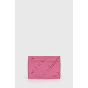Pouzdro na karty Karl Lagerfeld růžová barva