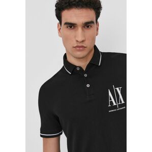 Polo tričko Armani Exchange pánské, černá barva, s aplikací