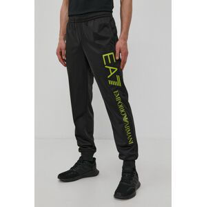 Kalhoty EA7 Emporio Armani pánské, černá barva, s potiskem