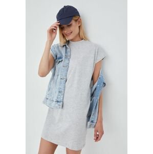 Bavlněné šaty Vero Moda šedá barva, mini, oversize