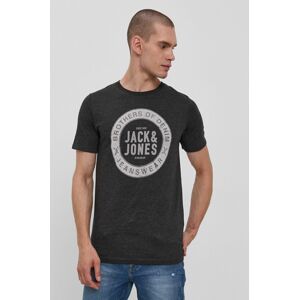 Tričko Jack & Jones pánské, šedá barva, s potiskem