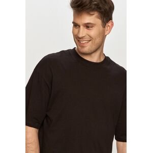 Bavlněné tričko Jack & Jones černá barva, hladké