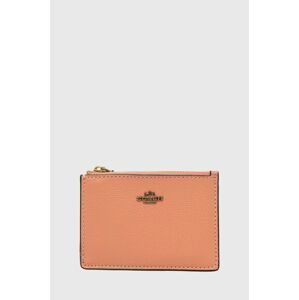 Kožená peněženka Coach růžová barva