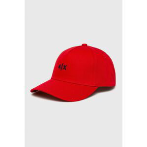Čepice Armani Exchange červená barva, s aplikací