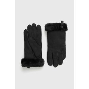 Semišové rukavice UGG dámské, černá barva