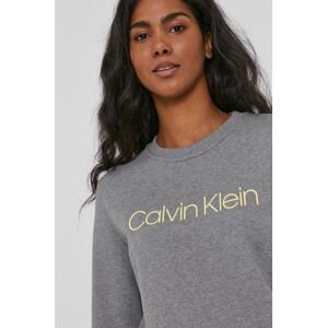 Bavlněná mikina Calvin Klein dámská, šedá barva, s aplikací