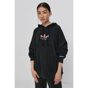 Mikina adidas Originals H09308 dámská, černá barva, s potiskem