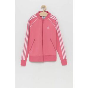 Dětská bavlněná mikina adidas Originals H34591 růžová barva, s aplikací