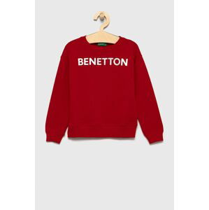 Dětská bavlněná mikina United Colors of Benetton červená barva, s potiskem