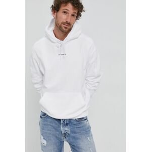 Bavlněná mikina Calvin Klein Jeans pánská, bílá barva, hladká